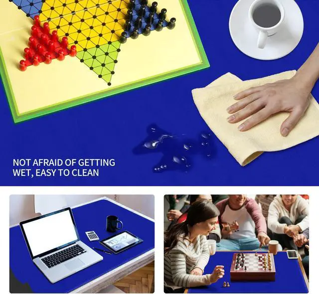 Alt view image 5 of 5 - LERYG Large Tabletop Game Playmat, Poker Mat, Water-Resistant Non-Slip Desk Mat, Mahjong & Card Game Rubber Mat (180 * 90cm, 2mm Thick) - Blue