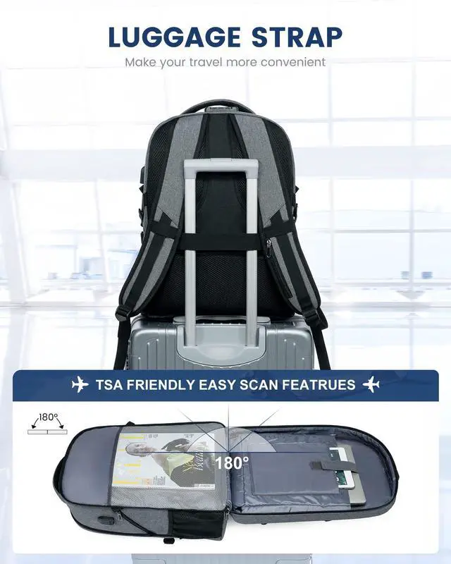 Alt view image 4 of 5 - LOVEVOOK 17 inch DarkGrey Travel Laptop Backpack with USB Charging Port, Anti-Theft, Waterproof, Large Computer Business Backpack for Men, College Students