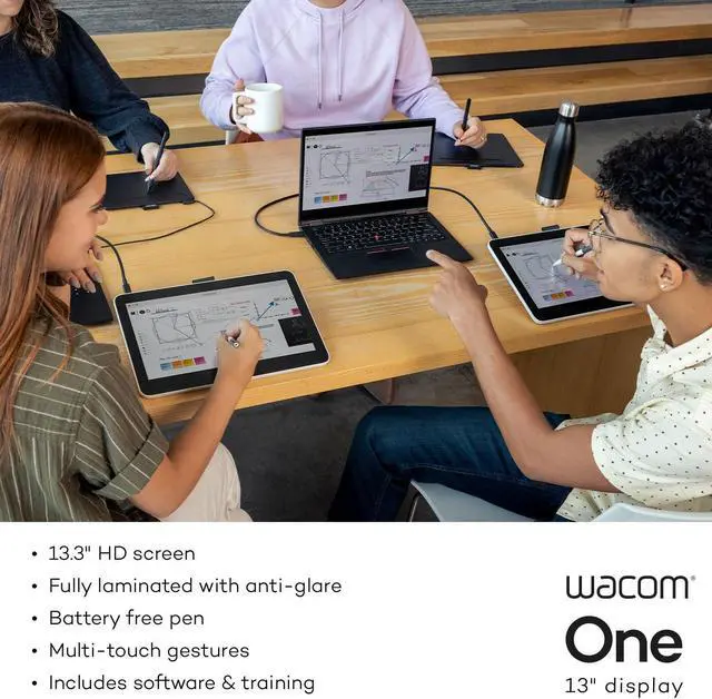 Alt view image 3 of 5 - Wacom One 13 Touch Drawing Tablet with Screen, 13.3" HD Full-Laminated Touchscreen Digital Art Pad with Creative Software and Training, Graphics Drawing Tablet for Mac, Windows PC, Chromebook