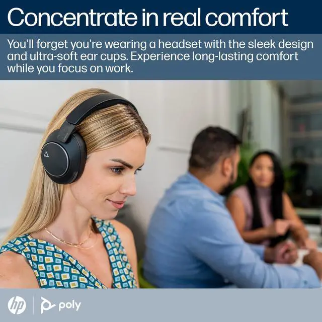Alt view image 4 of 5 - Poly Voyager Surround 80 UC Bluetooth Headset (Plantronics) - Noise-Canceling Mics for Clear Calls - Adaptive ANC - Works w/iPhone, Android, PC/Mac, Zoom, Microsoft Teams (Certified) - Exclusive