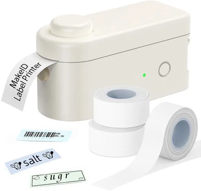 Main image of Makeid Label Maker Bundle Includes 3 White Label Tapes, Compatible with 9~16mm Waterproof Tape, Rechargeable Label Printer Multiple Templates Available Labeler for Office Home Kitchen Organization