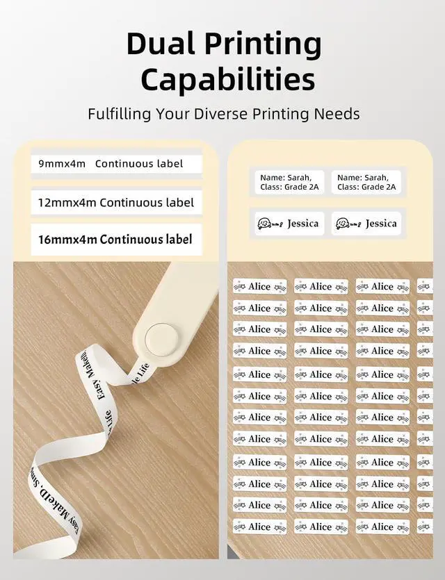Alt view image 4 of 5 - Makeid Label Maker Bundle Includes 3 White Label Tapes, Compatible with 9~16mm Waterproof Tape, Rechargeable Label Printer Multiple Templates Available Labeler for Office Home Kitchen Organization