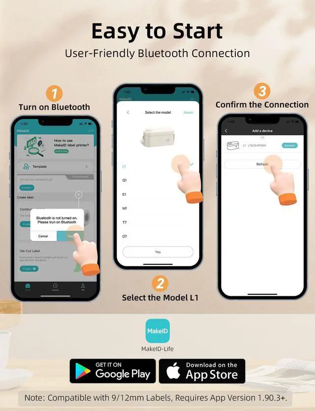 Alt view image 5 of 5 - Makeid Label Maker Bundle Includes 3 White Label Tapes, Compatible with 9~16mm Waterproof Tape, Rechargeable Label Printer Multiple Templates Available Labeler for Office Home Kitchen Organization