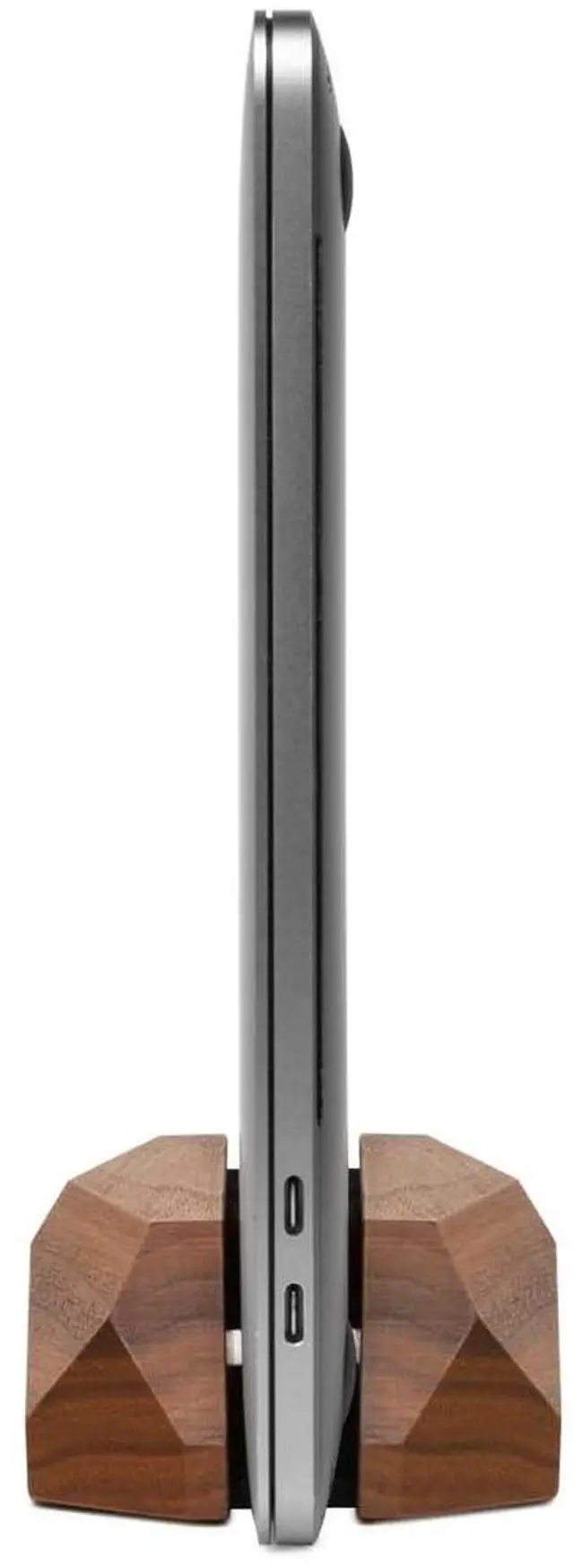 Alt view image 4 of 5 - Oakywood Vertical Laptop Stand Wood - Adjustable Wooden Dock for Desk, Compatible with All MacBook Pro, MacBook Air, iPad, Handmade Walnut Oak Wood, Computer Stand, Laptop Holder