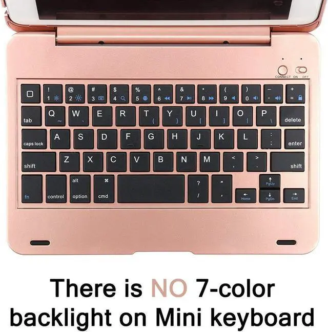 Alt view image 4 of 5 - ONHI Ultra-Slim Wireless Keyboard Case for iPad Mini 4 / Mini 5, Durable Plastic Alloy Shell, Smart Folio Case with Auto Sleep/Wake Function, Silent Typing Experience (iPad Mini 4/5 Rose Gold)