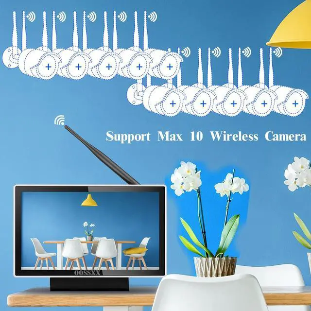 Alt view image 4 of 5 - OOSSXX 10inch Monitor Wireless 10-Channel, 5.0MP NVR Network Video Recorder Without Hard Drive