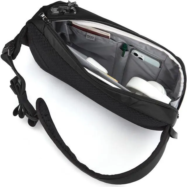 Alt view image 4 of 5 - Pacsafe Vibe 325 10 Liter Anti Theft Sling Bag/Crossbody-Fits 13 inch Laptop Casual Daypack, Black, One Size