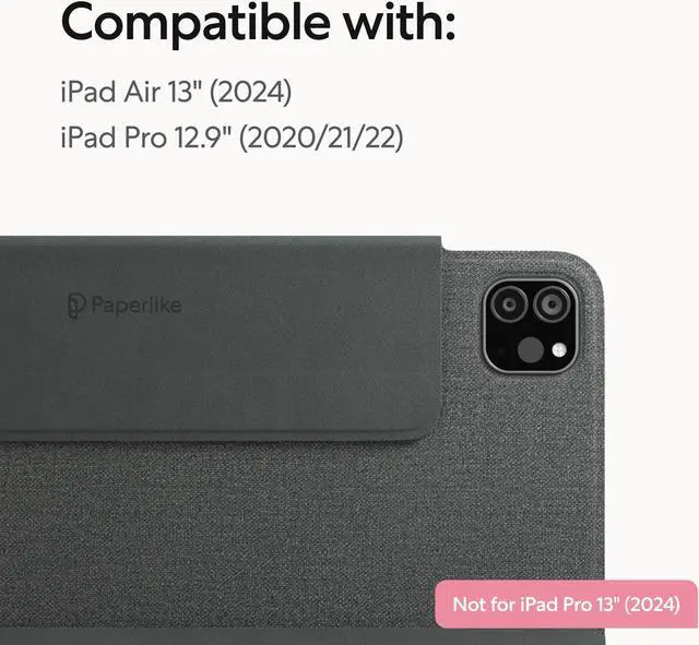 Alt view image 2 of 5 - Paperlike's Folio Case for iPad Pro 12.9" (2020/21/22) & iPad Air 13" (2024/25) - Magnetic, Lightweight, Slim, Protective case with Apple Pencil Charging, auto Sleep/Wake