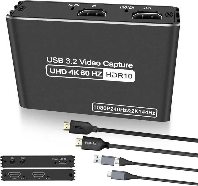 Main image of Audio Video HDMI Capture Card: USB3.2 4K60Hz HDR/2K/1080P VRR Passthrough Plug & Play Loop-Out Near-Zero Latency for Streaming Gaming Works OBS Potplayer VLC Vmix & Switch PS4 PS5 Xbox Camera PC Phone