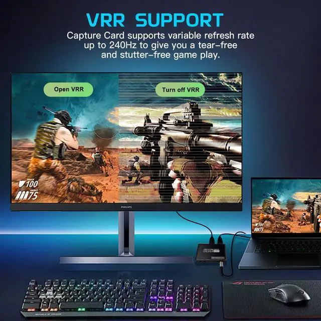 Alt view image 3 of 5 - Audio Video HDMI Capture Card: USB3.2 4K60Hz HDR/2K/1080P VRR Passthrough Plug & Play Loop-Out Near-Zero Latency for Streaming Gaming Works OBS Potplayer VLC Vmix & Switch PS4 PS5 Xbox Camera PC Phone