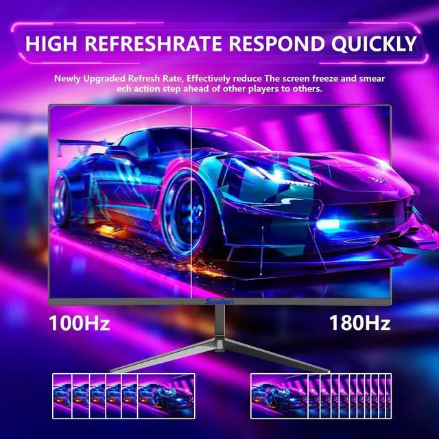 Alt view image 4 of 5 - Sealan 24 Inch Curved Gaming Monitor 180hz Full HD 1080P Frameless AMD FreeSync Eye Care DisplayPort HDMI Wall Mountable 250cd/m² Brightness 99% sRGB AMD FreeSync Flicker-Free Blue Light Filter