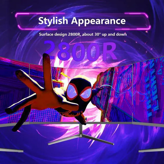 Alt view image 5 of 5 - Sealan 24 Inch Curved Gaming Monitor 180hz Full HD 1080P Frameless AMD FreeSync Eye Care DisplayPort HDMI Wall Mountable 250cd/m² Brightness 99% sRGB AMD FreeSync Flicker-Free Blue Light Filter