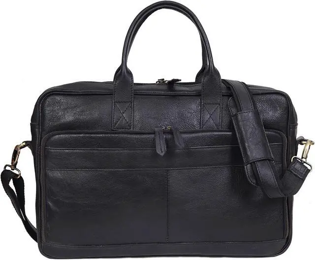 Alt view image 2 of 5 - VC VINTAGE COUTURE 16 Inch Leather briefcase Laptop Messenger Bags For Men and Women Best Office College Satchel Bag (16" Black)