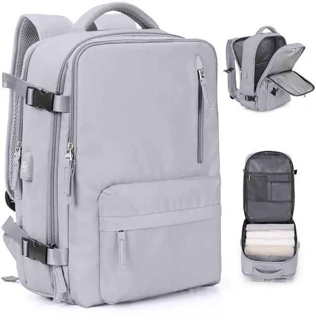 Main image of VGCUB Large Travel Backpack Bag for Women Men,Carry on Backpack,17 Inch Laptop Business Work Waterproof Backpack with Laptop Compartment,Person Item Flight Approved,Mochila de Viaje,Grey