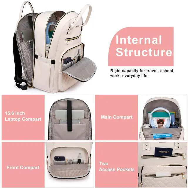 Alt view image 4 of 5 - YAMTION 17 Inch Backpack for Women and Teen Girls,School Backpack TSA Laptop Bookbag with USB for College University Students Business Office Work Travel