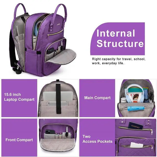 Alt view image 4 of 5 - YAMTION Backpack for Women and Teen Girls,School Backpack TSA Laptop Bookbag with USB for College University Students Business Office Work Travel