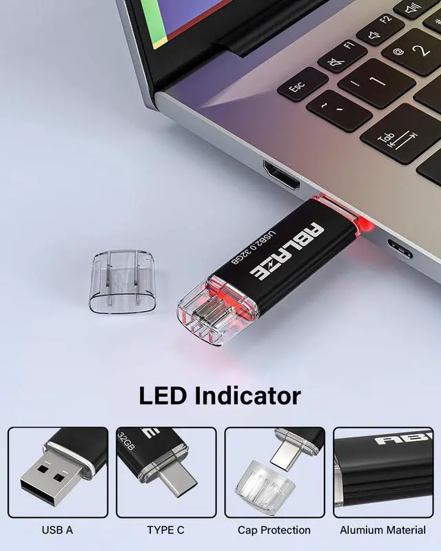 Alt view image 4 of 5 - ABLAZE 32GB Type C Flash Drive 10 Pack, Dual USB 2.0+USB C Memory Stick Thumb Drive Compatible with iPhone 16/15, Android Smartphone, Computers, Tablets, Mac,iPad,PC
