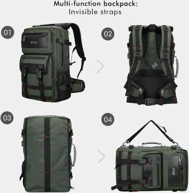 Alt view image 4 of 5 - WITZMAN Carry On Travel Backpack for Men Duffle Bags Fit 17 Inch Laptop Airline Approved Laptop Backpack(B685 Army Green)