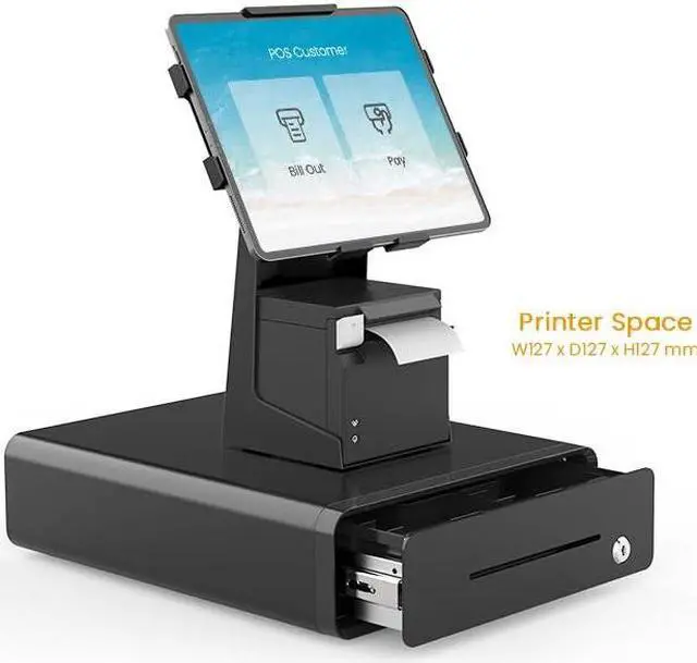 Alt view image 2 of 5 - Beelta Tablet POS Stand with Printer Space All Metal Compatible with iPad 9.7-12.9 Inch Key Lock Universal Compatibility Anti Theft BSP101B
