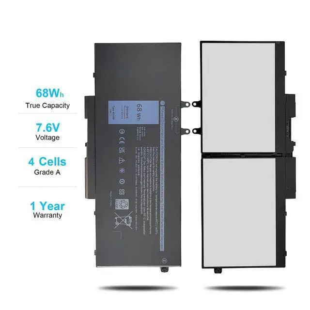 Alt view image 5 of 5 - 68Wh 4GVMP Laptop Battery Replacement for Dell Latitude 5500 5400 Precision 3540 Inspiron 7590 7591 7791 2-in-1 P84F P84F001 P42E P42E001 P98G001 P80F P80F001 C5GV2 H82T6 W8GMW RF7WM X77XY 7.6V 4-Cell
