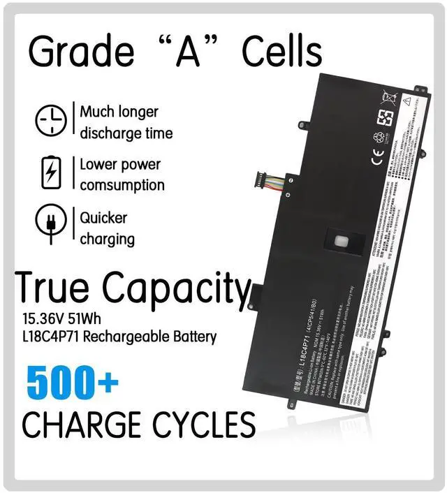 Alt view image 2 of 5 - King EBOYEE 51WH L18C4P71 L18M4P72 Battery Replacement for Thinkpad X1 Carbon 7th Gen, X1 Carbon 8th Gen,ThinkPad X1 Yoga 4th/5th Gen Series 02DL005 02DL006 L18L4P71 SB10K97644 SB10K97642 15.4V