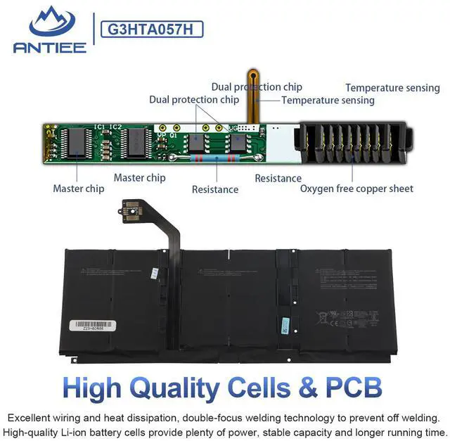 Alt view image 3 of 5 - G3HTA057H Laptop Battery Replacement for Microsoft Surface Laptop 3 13 Core i5-1035G7 Microsoft Surface Laptop 3 15inch 1867 1868 1872 1873 Series G3HTA052H DYNT02 G3HTA053H G3HTA058H 45.8Wh 6041mAh