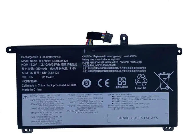 Main image of YXKC 01AV493 SB10L84121 Laptop Battery Replacement for Lenovo ThinkPad T570 T580 P51s P52s Series Notebook 00UR891 SB10L84122 00UR892