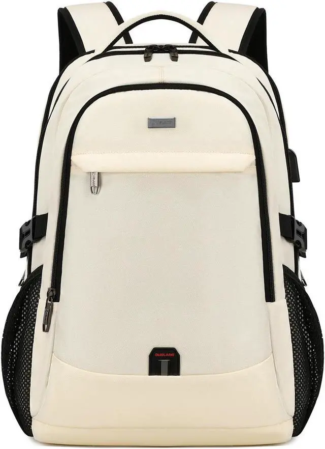 Main image of DUSLANG 17 Inch Laptop Backpack for Travel Water Resistant College Bookbag for Women Laptop Bag with USB Charging Port,Beige A