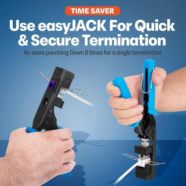 Alt view image 5 of 5 - Everest 90° Angled RJ45 Cat6A Keystone Jacks 50-Pack in Purple - Slim Profile Female RJ45 Connectors - Cat 6A Keystone Jack - Compatible with 90° Angled Speed Termination Tool - easyJACK (B094WB91H3)