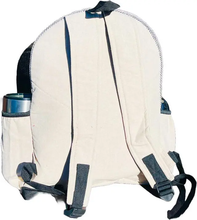 Alt view image 3 of 5 - Himalayan Craft Handmade Unique Design Himalayan Hemp Cotton Backpack 17 IN Large Hippie, Festival, Hiking & Tablet Laptop Backpack Bag - Made In Mt. Everest Country Nepal