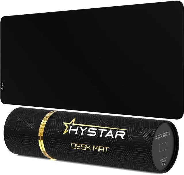 Main image of Hystar® Extended Gaming Mouse Pad | XXL 36" x 16" | 5mm Thick, Waterproof Surface, Smooth Polyester Fabric, and Natural Rubber Base | Classic Black