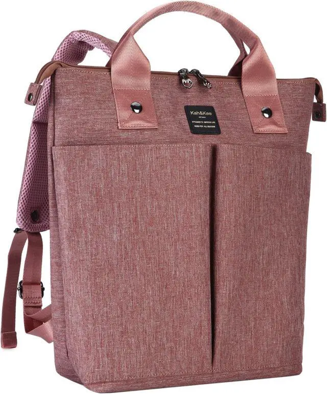 Alt view image 2 of 4 - Kah&Kee Convertible Laptop Backpack and Tote Bag Handbag Computer Compartment Travel School for Women Man (Antique Pink)