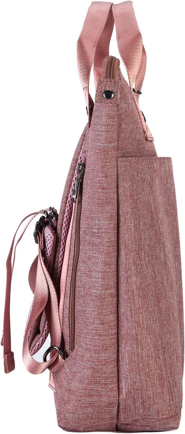 Alt view image 4 of 4 - Kah&Kee Convertible Laptop Backpack and Tote Bag Handbag Computer Compartment Travel School for Women Man (Antique Pink)