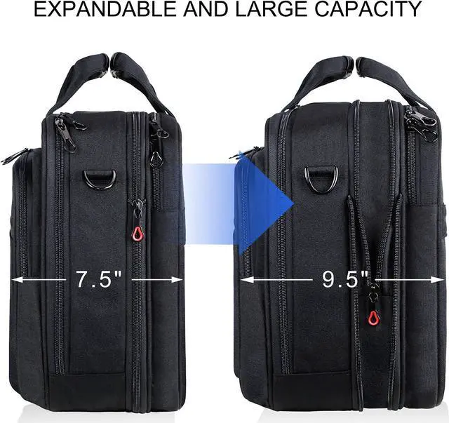 Alt view image 2 of 5 - KROSER Laptop Bag Premium Laptop Briefcase Fits Up to 17.3 Inch Laptop Expandable Water-Repellent Shoulder Messenger Bag Computer Bag with RFID Pockets for Travel/Business/Men/Women-Black