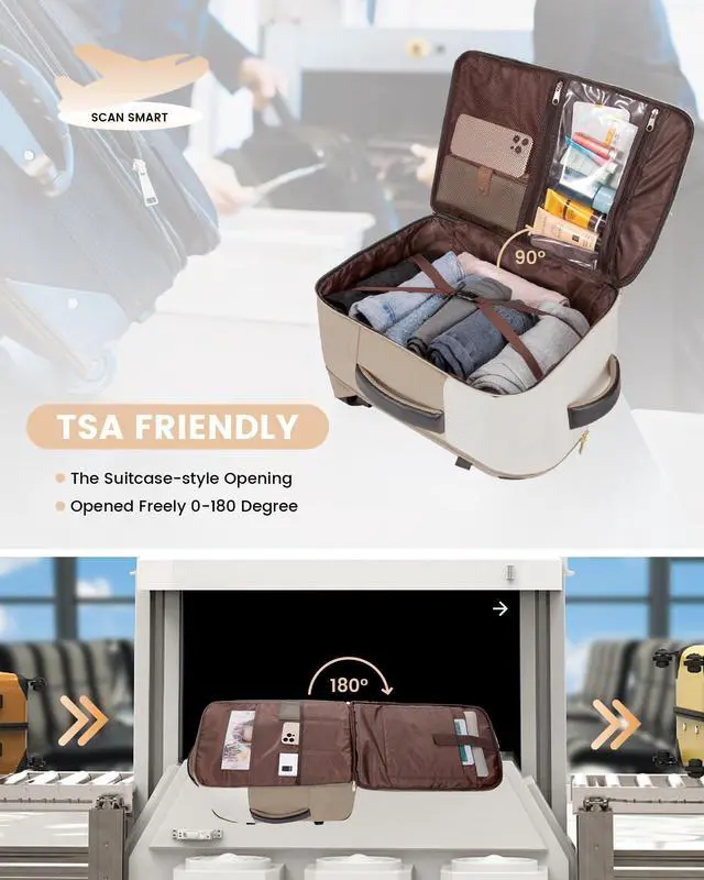 Alt view image 5 of 5 - LOVEVOOK Travel Backpack for Women, TSA Carry On Backpack Flight Approved Luggage, 40L Water Resistant Personal Item Daypack Large Weekender Bag fit 17 inch Laptop with 3 Cubes, Beige-khaki-black