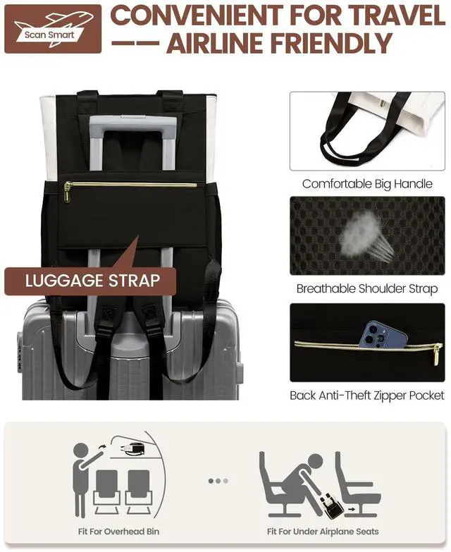 Alt view image 4 of 5 - LOVEVOOK Laptop Backpack for Women, 15.6 Inch Work Laptop Bag Teacher Nurse Backpack, Wide Open Travel Tote Backpack Purse Business Computer Daypack