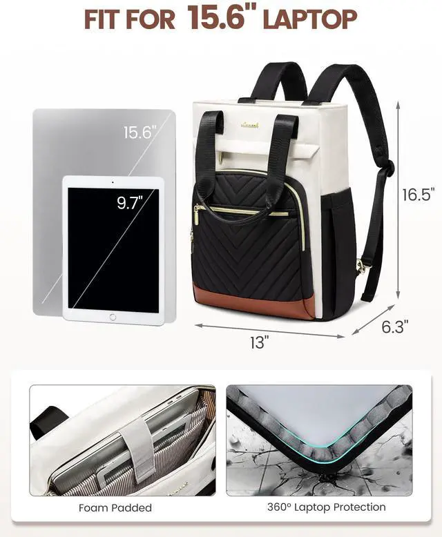 Alt view image 2 of 5 - LOVEVOOK Laptop Backpack for Women, 15.6 Inch Work Laptop Bag Teacher Nurse Backpack, Wide Open Travel Tote Backpack Purse Business Computer Daypack