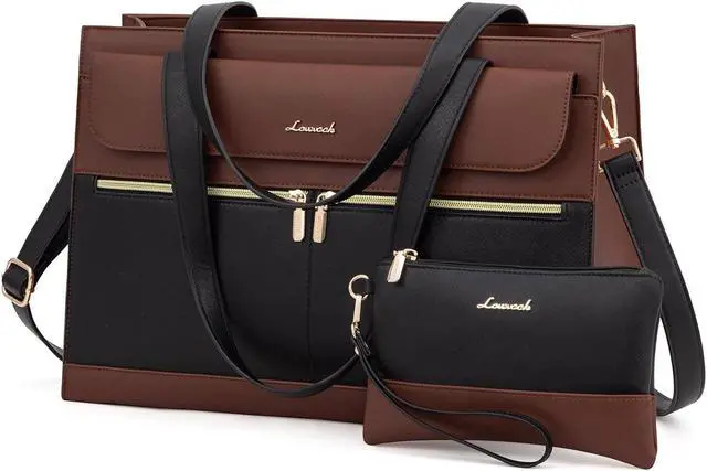 Main image of LOVEVOOK Laptop Bag for Women, Black- Brown