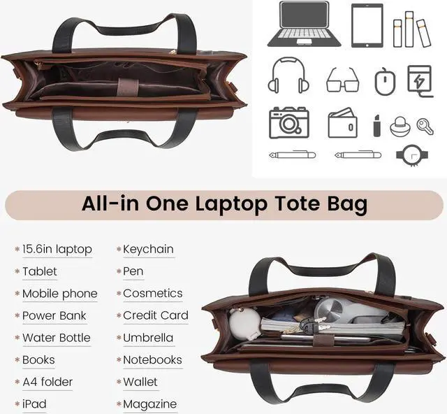 Alt view image 3 of 5 - LOVEVOOK Laptop Bag for Women, Black- Brown