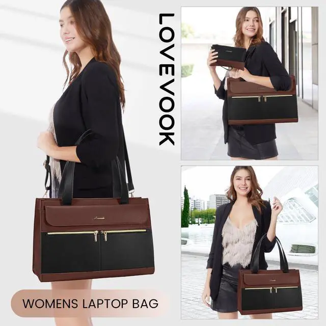 Alt view image 2 of 5 - LOVEVOOK Laptop Bag for Women, Black- Brown