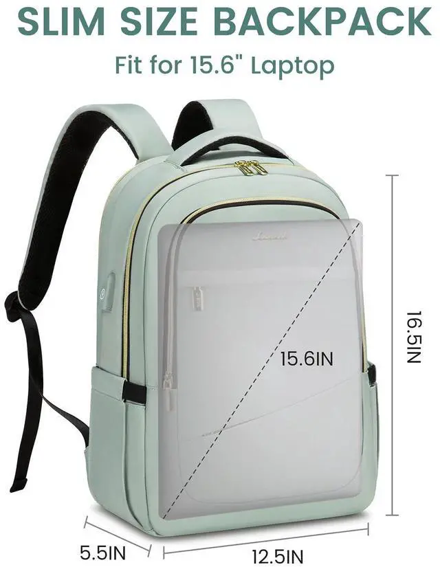 Alt view image 3 of 5 - LOVEVOOK Laptop Backpack for Women, Slim Business Laptops Bag with Separate Computer Compartment Stylish Daypack for College Work Travel, Fits 15.6" Laptop