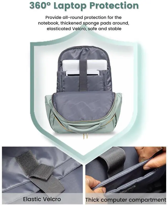 Alt view image 4 of 5 - LOVEVOOK Laptop Backpack for Women, Slim Business Laptops Bag with Separate Computer Compartment Stylish Daypack for College Work Travel, Fits 15.6" Laptop