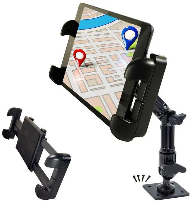 Alt view image 3 of 5 - Industrial Metal Drill Base Tablet/Smartphone Mount w/8" Alloy ELD AMPS Drill Arm- iPad Holder for wall or truck Fleet Compatible with iPad Pro Air Mini 12.9, Galaxy S, Surface Pro, Smartphone