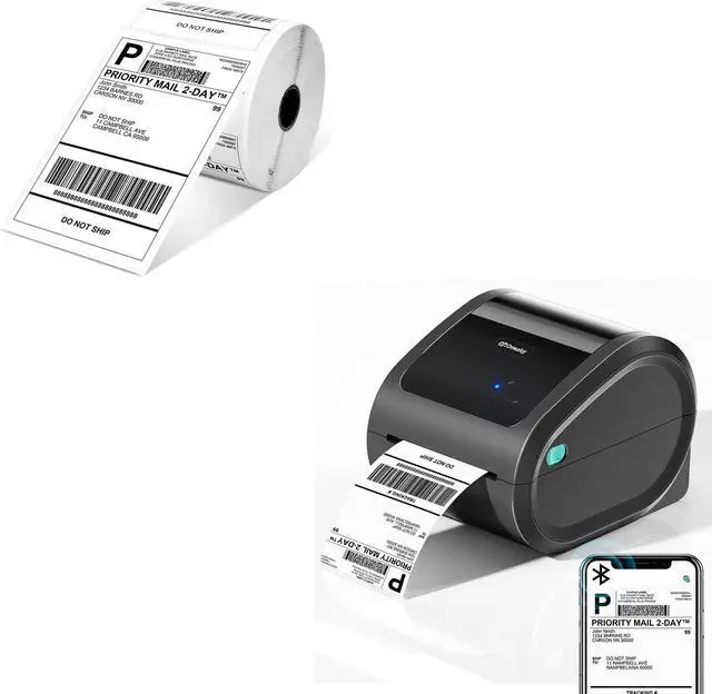 Main image of Omezizy D520BT Bluetooth Shipping Label Printer and 1 Roll Thermal Labels, Wireless Thermal Label Printer for Small Business, Thermal Printer for Shipping Labels, Shipping Label Maker