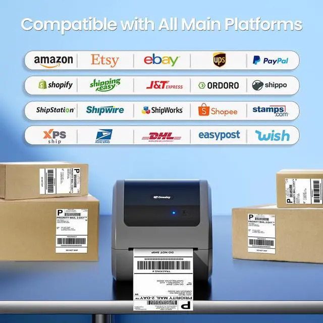 Alt view image 5 of 5 - Omezizy D520BT Bluetooth Shipping Label Printer and 1 Roll Thermal Labels, Wireless Thermal Label Printer for Small Business, Thermal Printer for Shipping Labels, Shipping Label Maker