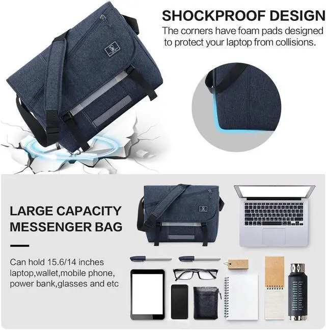 Alt view image 4 of 5 - OIWAS Messenger Bag and Sling Bag for Men, 15.6 Inch Laptop Crossbody Bags Travel Hiking Chest Daypack