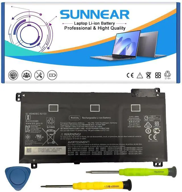Main image of SUNNEAR RU03XL Laptop Battery Compatible with HP Probook X360 11 G3 G4 G5 G6 440 G1 Series HSTNN-LB8K HSTNN-IB8P HSTNN-UB7P L12717-171 L12717-1C1 L12717-421 L12717-541 L12791-855
