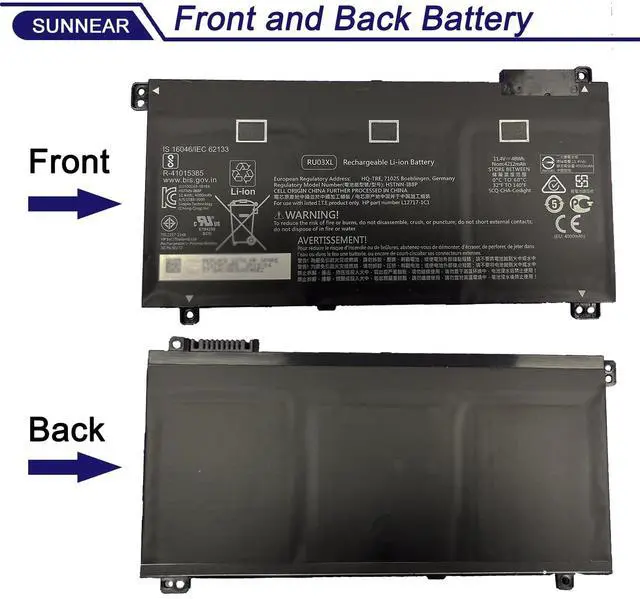 Alt view image 3 of 5 - SUNNEAR RU03XL Laptop Battery Compatible with HP Probook X360 11 G3 G4 G5 G6 440 G1 Series HSTNN-LB8K HSTNN-IB8P HSTNN-UB7P L12717-171 L12717-1C1 L12717-421 L12717-541 L12791-855