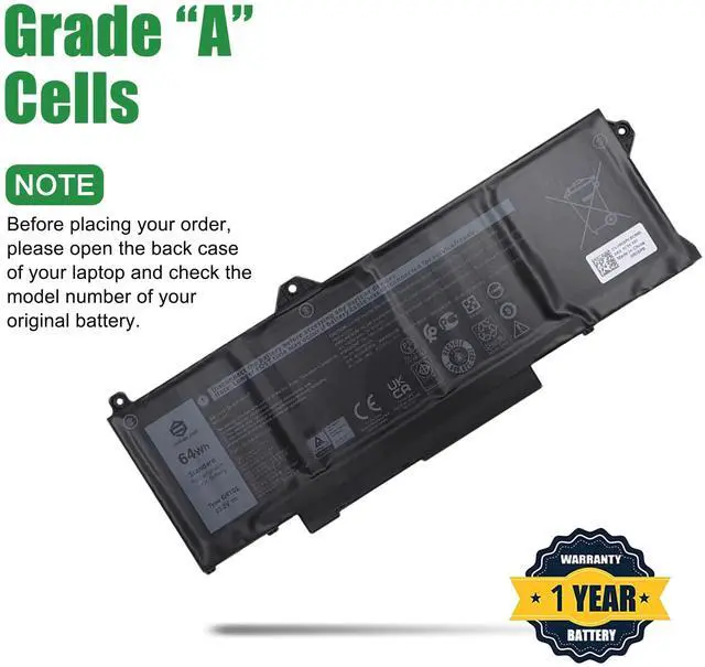 Alt view image 3 of 5 - JIAZIJIA GRT01 Laptop Battery Replacement for Dell Latitude 5421 5431 5521 5531 Precision 3470 3561 3571 3581 3591 Series Notebook 00P3TJ 0P3TJ 0R05P0 R05P0 Black 15.2V 64Wh 4000mAh