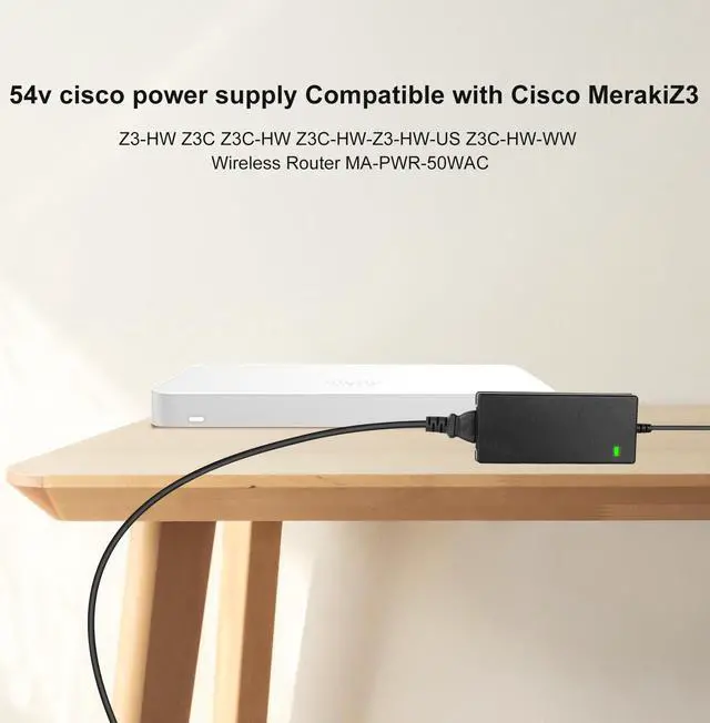 Alt view image 3 of 5 - for 54v Cisco Power Supply Compatible with Cisco MerakiZ3: Z3-HW Z3C Z3C-HW Z3C-HW-Z3-HW-US Z3C-HW-WW Wireless Router MA-PWR-50WAC 54V Power Adapter